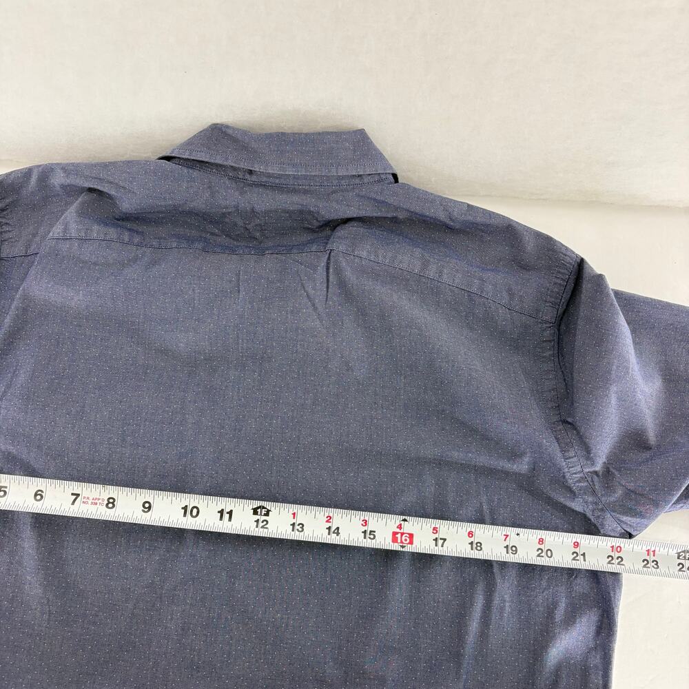 Banana Republic Slim Fit Chambray Short Sleeve Shirt Sz L Micro Dot Stretch - Picture 5 of 15